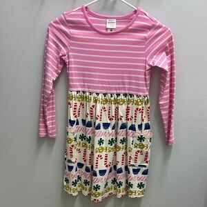 Hanna Andersson Pink and White Striped Holiday Dress